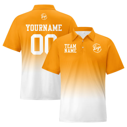 Benutzerdefinierte Orange Weiß Fußball Gradient Polo-Shirts Fügen Sie Ihr Einzigartiges hinzu Logo/Name/Nummer