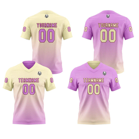 Benutzerdefinierte Creme Pastelllila Reversibel Fußball Trikot Personalisierte Gradient Fußball Shirts für Männer gedruckt Team Name Nummer Logo