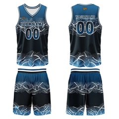 Benutzerdefinierter Dunkel Blau Basketball Jersey Uniform Anzug gedruckt Ihr Logo Name Nummer