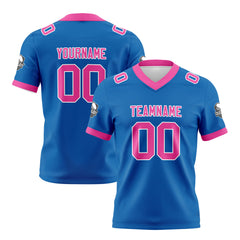 Benutzerdefinierte Blau Rosa Fußball Trikots Personalisierter Name Nummer Logo