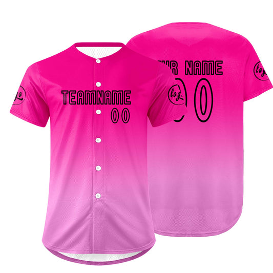Benutzerdefiniert Fuchsia Rosa Personalisierter Baseball Jersey mit Farbverlauf Team Uniform mit Namen und Nummer