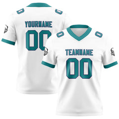 Benutzerdefinierte Weiß Aqua Fußball Trikots Personalisierter Name Nummer Logo