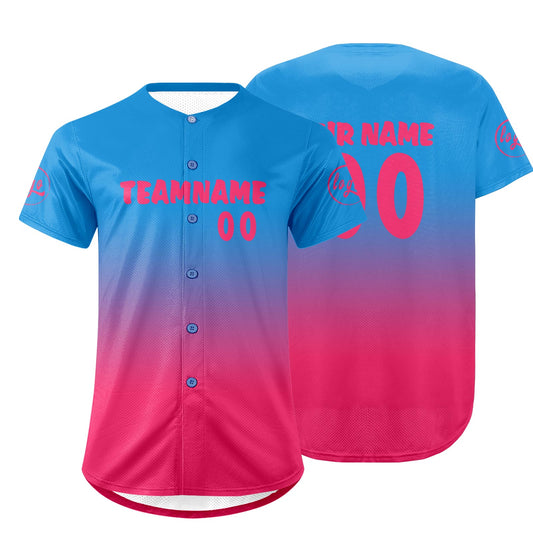 Benutzerdefiniert Blau Fuchsien Personalisierter Baseball Jersey mit Farbverlauf Team Uniform mit Namen und Nummer
