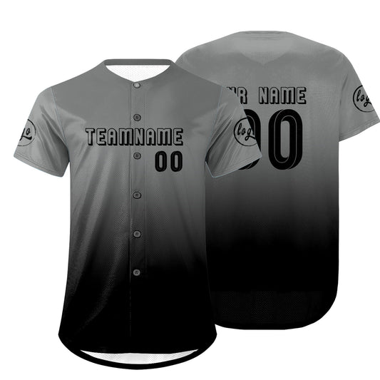 Benutzerdefiniert Grau Schwarz Personalisierter Baseball Jersey mit Farbverlauf Team Uniform mit Namen und Nummer