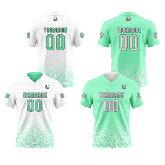 Benutzerdefinierte Weiß Grün Reversibel Fußball Trikot Personalisierte Gradient Fußball Shirts für Männer gedruckt Team Name Nummer Logo