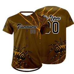 Benutzerdefiniert Braun Gelb Personalisierter Baseball Jersey mit Farbverlauf Team Uniform mit Namen und Nummer