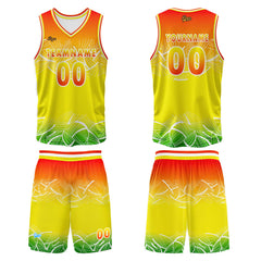 Benutzerdefinierter Orange Gelb Basketball Jersey Uniform Anzug gedruckt Ihr Logo Name Nummer