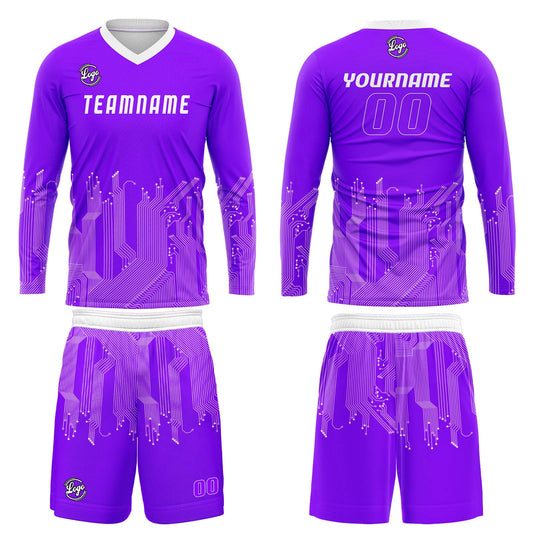 Kundenspezifisches Helllila Weiß Basketball Fußball Schießen langes T-Shirt für Erwachsene und Kinder