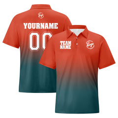 Benutzerdefinierte Orange Langweilig Grün Fußball Gradient Polo-Shirts Fügen Sie Ihr Einzigartiges hinzu Logo/Name/Nummer