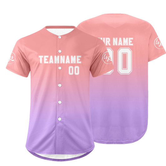 Benutzerdefiniert Rosa Lichtlila Personalisierter Baseball Jersey mit Farbverlauf Team Uniform mit Namen und Nummer