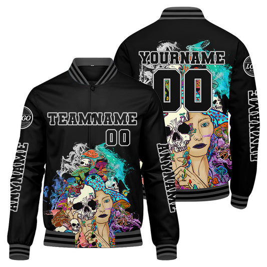 Maßgeschneiderte Grau Letterman Varsity Jacket Individuelle Stickerei Druck nach Ihrem Wunsch