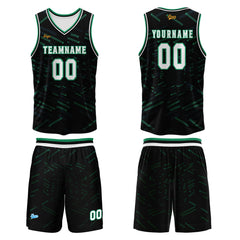 Benutzerdefinierter Schwarz Dunkelgrün Basketball Jersey Uniform Anzug gedruckt Ihr Logo Name Nummer