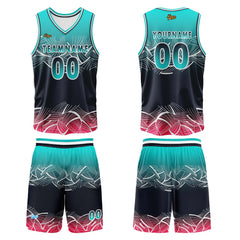 Benutzerdefinierter Azurblau Basketball Jersey Uniform Anzug gedruckt Ihr Logo Name Nummer