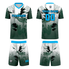 Benutzerdefinierte Grün Blau Trikots für Männer Frauen Personalisierte Fußball Uniformen für Erwachsene und Kind