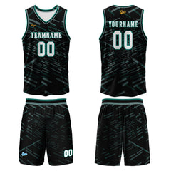 Benutzerdefinierter Schwarz Grasgrün Basketball Jersey Uniform Anzug gedruckt Ihr Logo Name Nummer