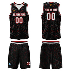 Benutzerdefinierter Schwarz Rot Basketball Jersey Uniform Anzug gedruckt Ihr Logo Name Nummer