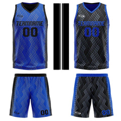 Benutzerdefinierte Blau Schwarz Reversible Basketball Jersey Personalisierte Drucken Name Nummer Logo