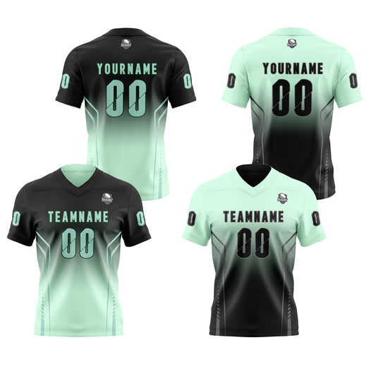 Benutzerdefinierte Schwarz Lichtgrün Reversibel Fußball Trikot Personalisierte Gradient Fußball Shirts für Männer gedruckt Team Name Nummer Logo