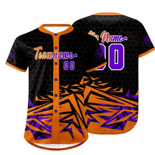 Benutzerdefiniert Orange Lila Personalisierter Baseball Jersey mit Farbverlauf Team Uniform mit Namen und Nummer