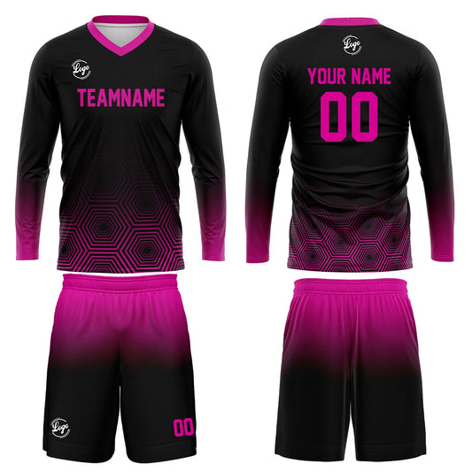 Kundenspezifisches Rosa Schwarz Basketball Fußball Schießen langes T-Shirt für Erwachsene und Kinder