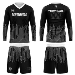 Kundenspezifisches Schwarz Weiß Basketball Fußball Schießen langes T-Shirt für Erwachsene und Kinder