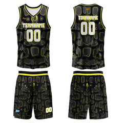 Benutzerdefinierter Schwarz Gelb Basketball Jersey Uniform Anzug gedruckt Ihr Logo Name Nummer