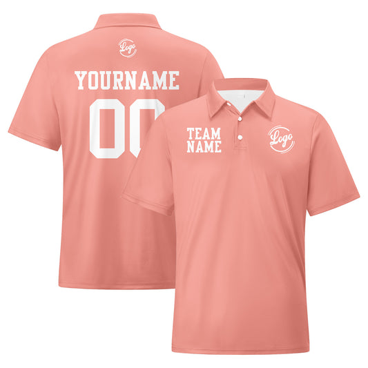 Benutzerdefinierte Fleisch Rosa Weiß Fußball Polo-Shirts Fügen Sie Ihr Einzigartiges hinzu Logo/Name/Nummer
