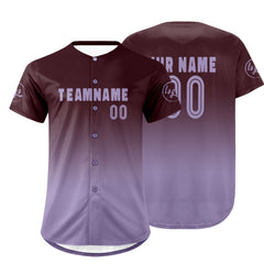 Benutzerdefiniert Braun Lila Personalisierter Baseball Jersey mit Farbverlauf Team Uniform mit Namen und Nummer