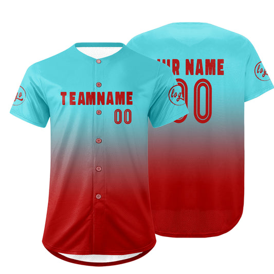 Benutzerdefiniert Blau Rot Personalisierter Baseball Jersey mit Farbverlauf Team Uniform mit Namen und Nummer