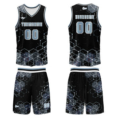 Benutzerdefinierter Grau Blau Basketball Jersey Uniform Anzug gedruckt Ihr Logo Name Nummer