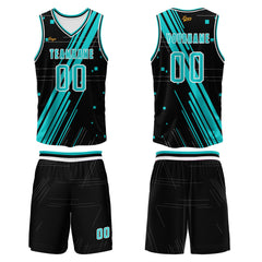 Benutzerdefinierter Blau Basketball Jersey Uniform Anzug gedruckt Ihr Logo Name Nummer