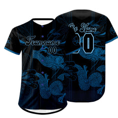 Benutzerdefiniert Blau Schwarz Personalisierter Baseball Jersey mit Farbverlauf Team Uniform mit Namen und Nummer