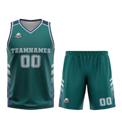 Benutzerdefinierter Grün Blau Basketball Jersey Uniform Anzug gedruckt Ihr Logo Name Nummer