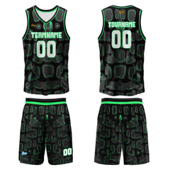 Benutzerdefinierter Schwarz Grün Basketball Jersey Uniform Anzug gedruckt Ihr Logo Name Nummer