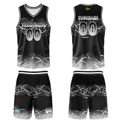 Benutzerdefinierter Schwarz Weiß Basketball Jersey Uniform Anzug gedruckt Ihr Logo Name Nummer