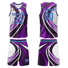 Benutzerdefinierter Violett Blau Basketball Jersey Uniform Anzug gedruckt Ihr Logo Name Nummer