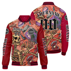 Maßgeschneiderte Rot Letterman Varsity Jacket Individuelle Stickerei Druck nach Ihrem Wunsch