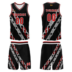 Benutzerdefinierter Schwarz Rot Basketball Jersey Uniform Anzug gedruckt Ihr Logo Name Nummer