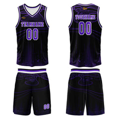 Benutzerdefinierter Lila Basketball Jersey Uniform Anzug gedruckt Ihr Logo Name Nummer