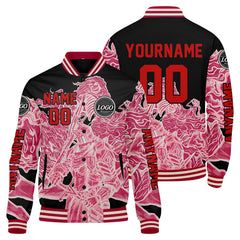 Maßgeschneiderte Rosa Letterman Varsity Jacket Individuelle Stickerei Druck nach Ihrem Wunsch