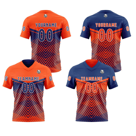 Benutzerdefinierte Orange Marineblau Reversibel Fußball Trikot Personalisierte Gradient Fußball Shirts für Männer gedruckt Team Name Nummer Logo