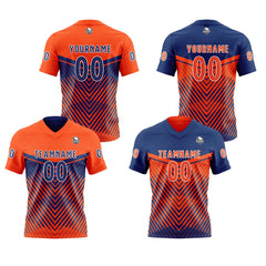 Benutzerdefinierte Orange Marineblau Reversibel Fußball Trikot Personalisierte Gradient Fußball Shirts für Männer gedruckt Team Name Nummer Logo