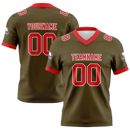 Benutzerdefinierte Braun Rot Fußball Trikots Personalisierter Name Nummer Logo