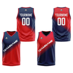 Benutzerdefinierte Marine Rot Reversible Basketball Jersey Personalisierte Print Name Nummer Logo