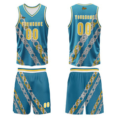 Benutzerdefinierter Gelb Blau Basketball Jersey Uniform Anzug gedruckt Ihr Logo Name Nummer