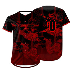 Benutzerdefiniert Rot Schwarz Personalisierter Baseball Jersey mit Farbverlauf Team Uniform mit Namen und Nummer