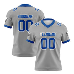 Benutzerdefinierte Grau Blau Fußball Trikots Personalisierter Name Nummer Logo