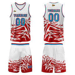 Benutzerdefinierter Rot Blau Basketball Jersey Uniform Anzug gedruckt Ihr Logo Name Nummer