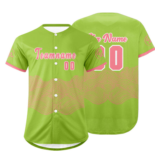 Benutzerdefiniert Grün Rosa Personalisierter Baseball Jersey mit Farbverlauf Team Uniform mit Namen und Nummer