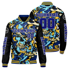 Maßgeschneiderte Königliche Gelb Letterman Varsity Jacket Individuelle Stickerei Druck nach Ihrem Wunsch